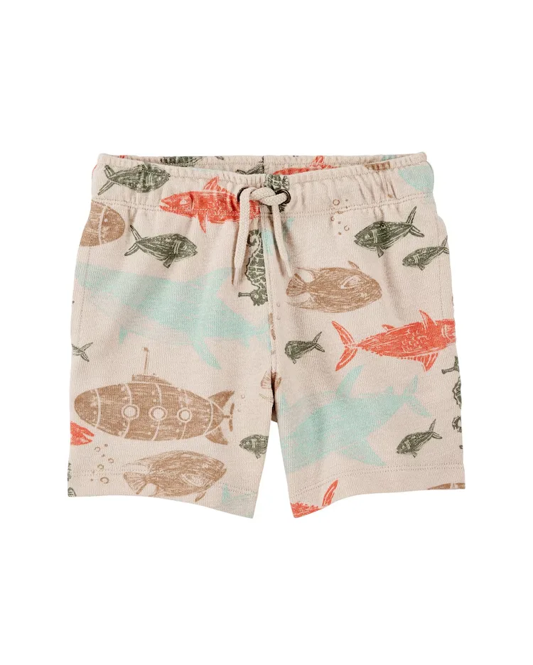 Bermuda infantil submarino e peixes - bege | Carter's