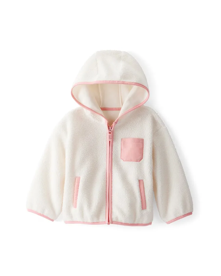 Casaco infantil sherpa com capuz e bolsos - branco | Carter's