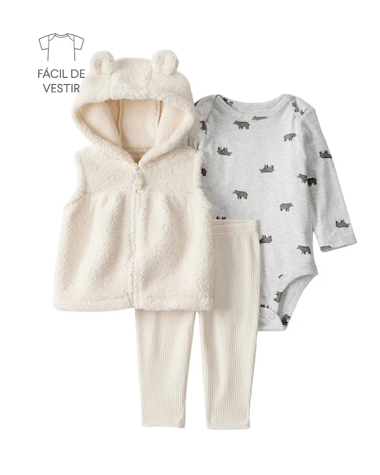Conjunto longo bebê 3 peças em sherpa - multicor | Carter's