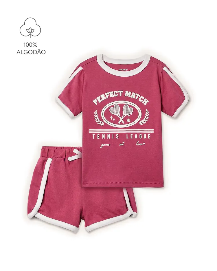 Conjunto Carter's infantil menina em algodão tênis 2 peças - Rosa Escuro