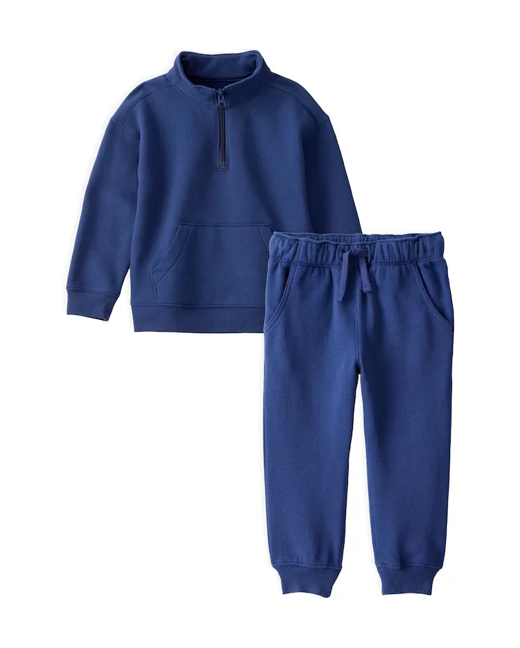 Conjunto longo de moletom infantil 2 peças básico - azul | Carter's